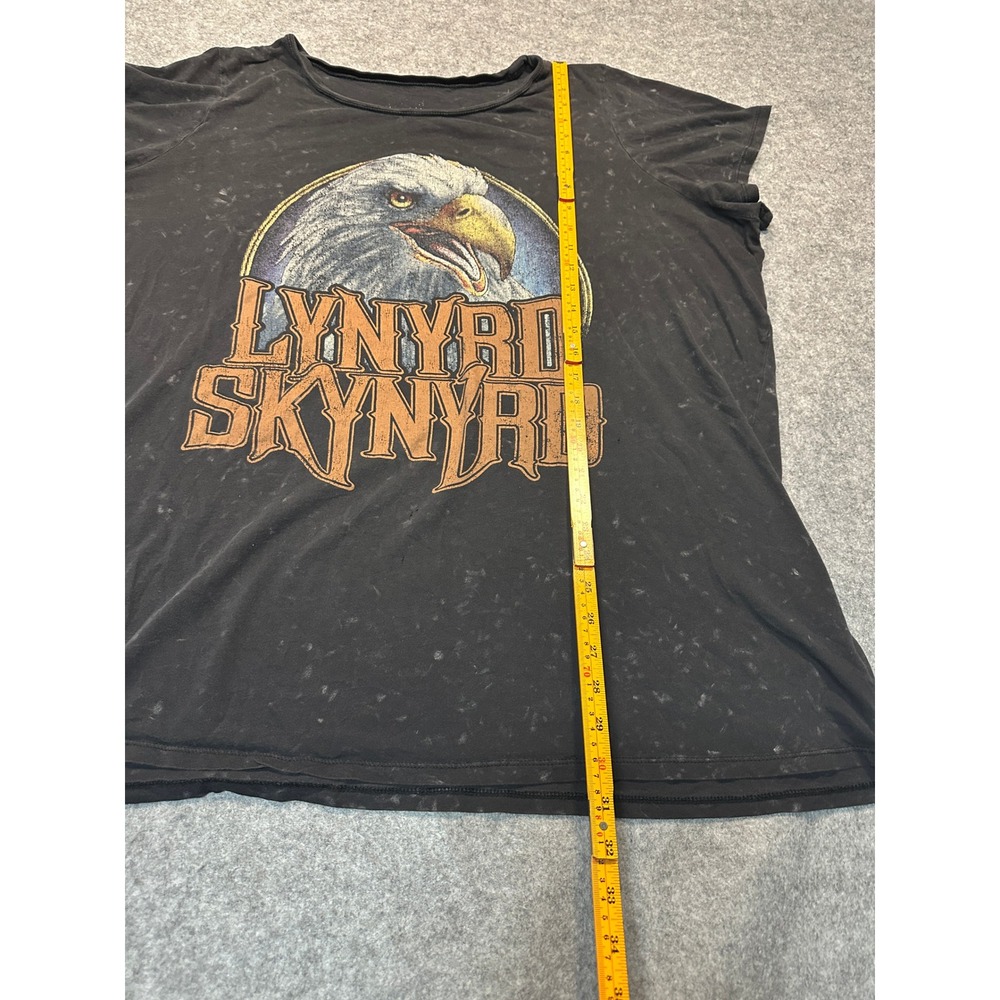 Lynyrd Skynyrd Eagle Graphic T-Shirt 2XL Black Acid Wash Distressed Cotton Blend - Picture 6 of 7